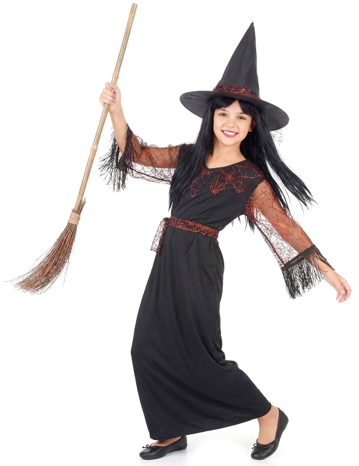 Stylizovaná fotografie s koštětem kostýmu čarodějnice halloween