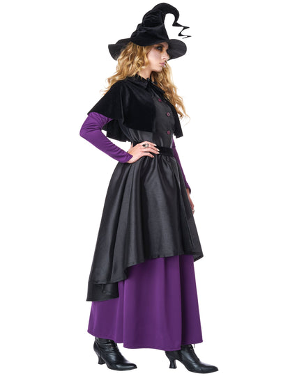 Luxusní černý a fialový kostým čarodějnice pro ženy