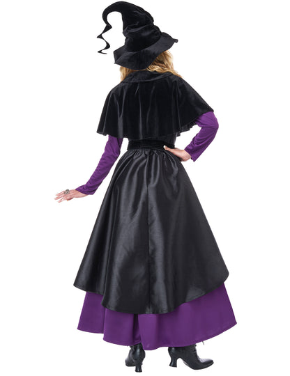 Luxusní černý a fialový kostým čarodějnice pro ženy