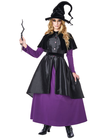 Luxusní černý a fialový kostým čarodějnice pro ženy