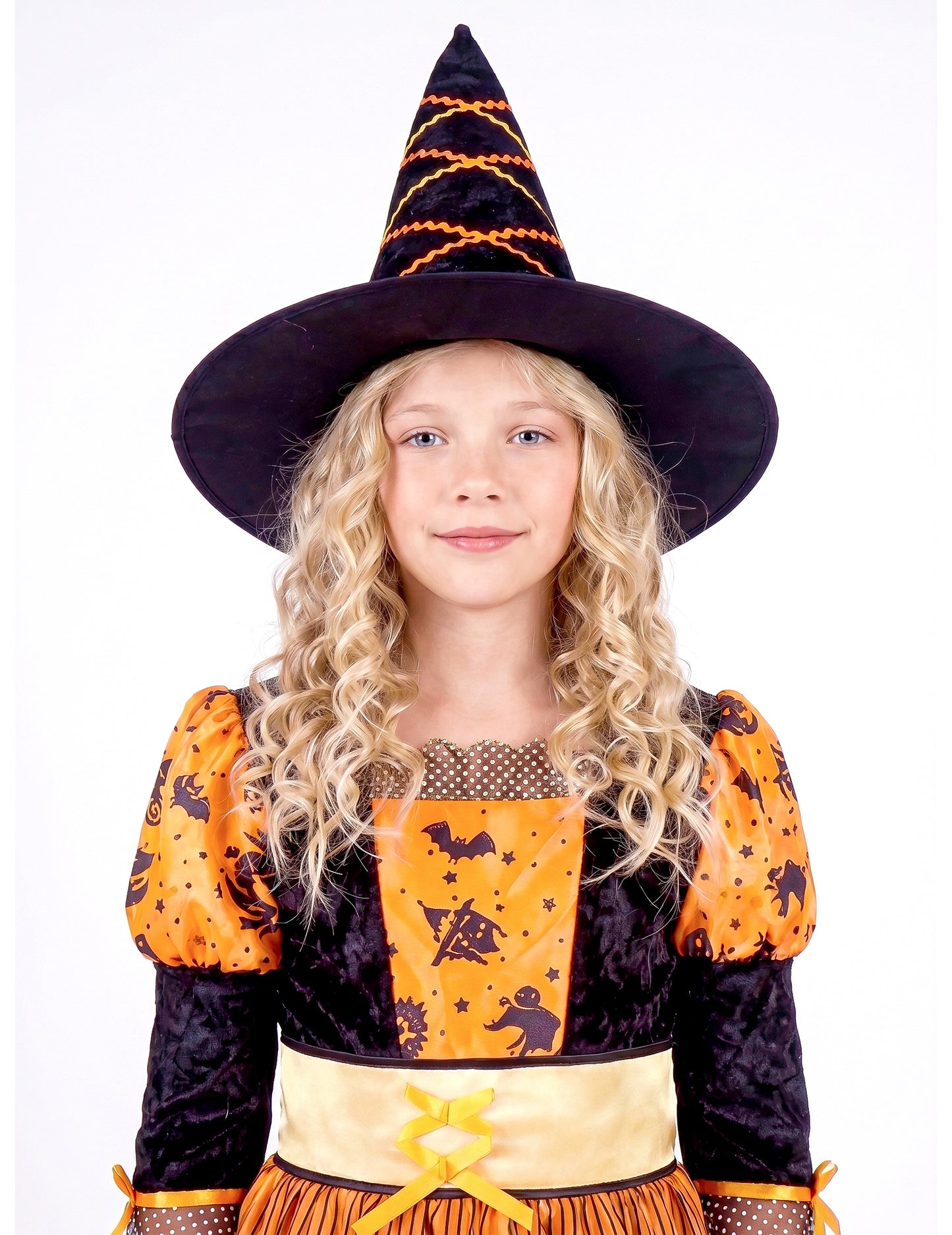 Hexen-Kinderkostüm für Halloween schwarz-orangefarben