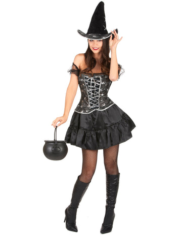 Dámský sexy kostým čarodějnice s živůtkem na Halloween