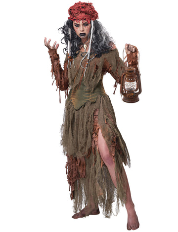 Luxusní kostým bažinné voodoo čarodějnice pro ženy 