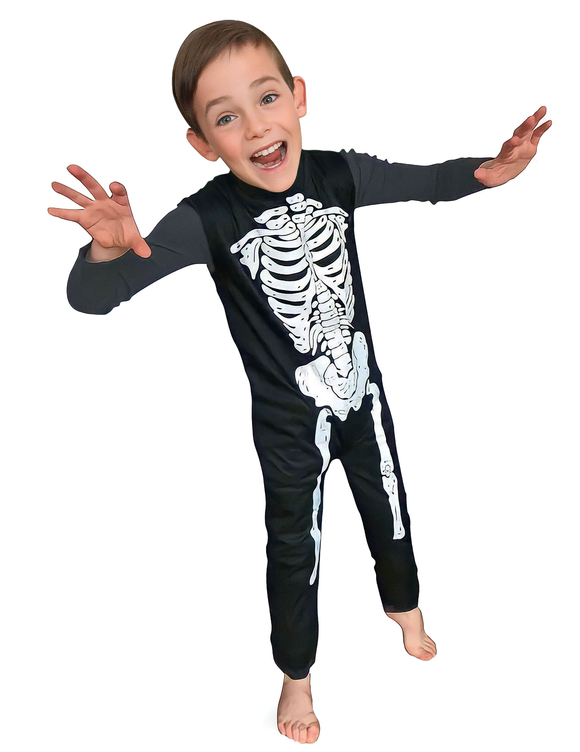 Déguisement de squelette classique pour enfant noir et blanc