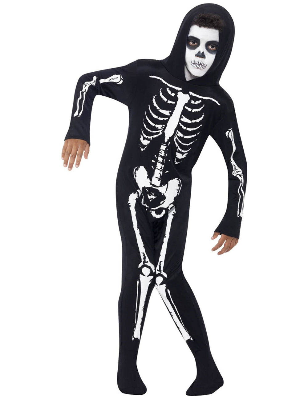Kostým kostlivce pro dítě černá s kapucí