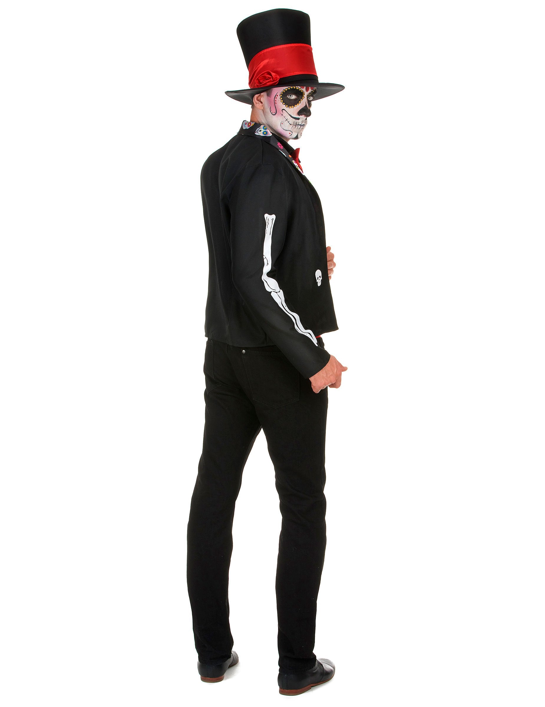 Vue de dos du déguisement Squelette motifs Dia de los muertos