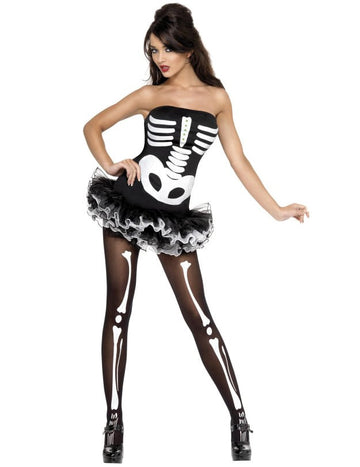 Dámský sexy kostým kostlivce s baletní sukní na Halloween