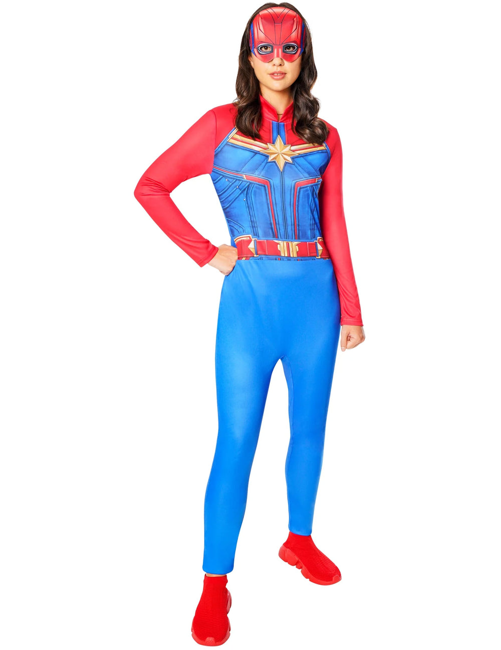 Vue de plein-pied du déguisement Captain Marvel pour femme