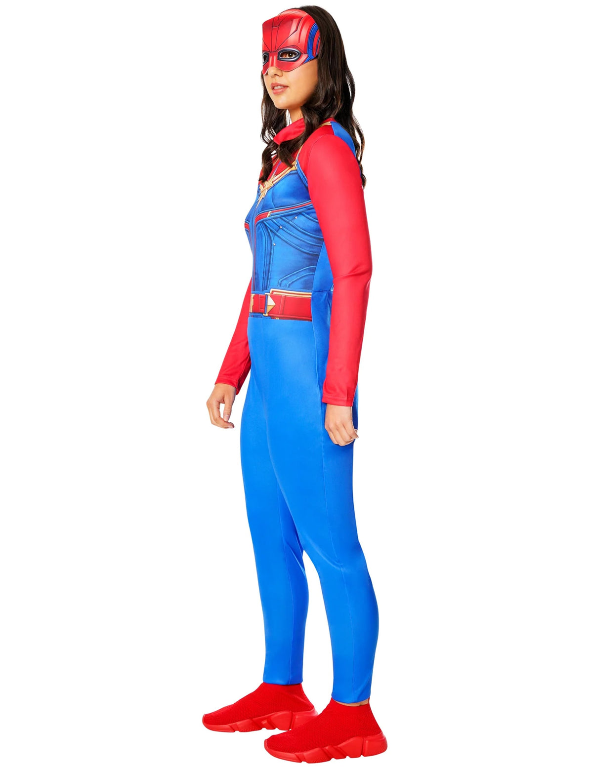 Vue latérale du déguisement Captain Marvel pour femme