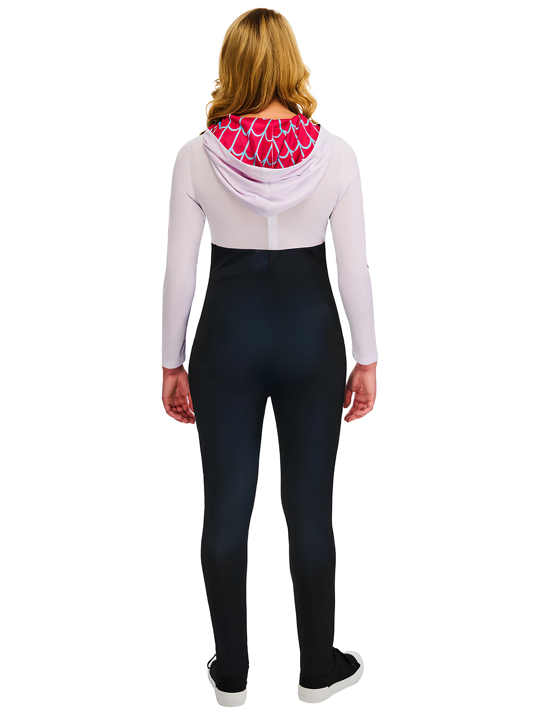 Déguisement Ghost-Spider pour femme blanc noir et rose avec capuche