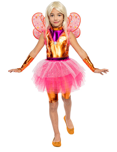 Déguisement Stella Winx™ pour fille orange et rose avec ailes