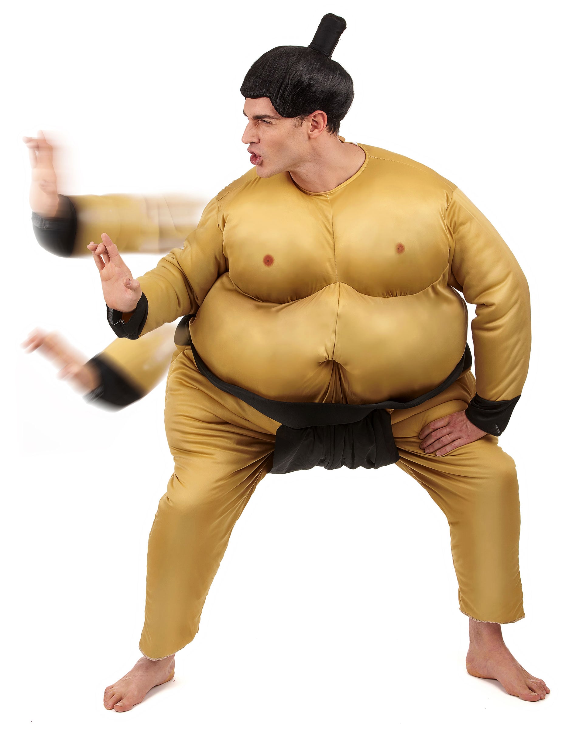 Pose de combat du déguisement de sumo pour homme