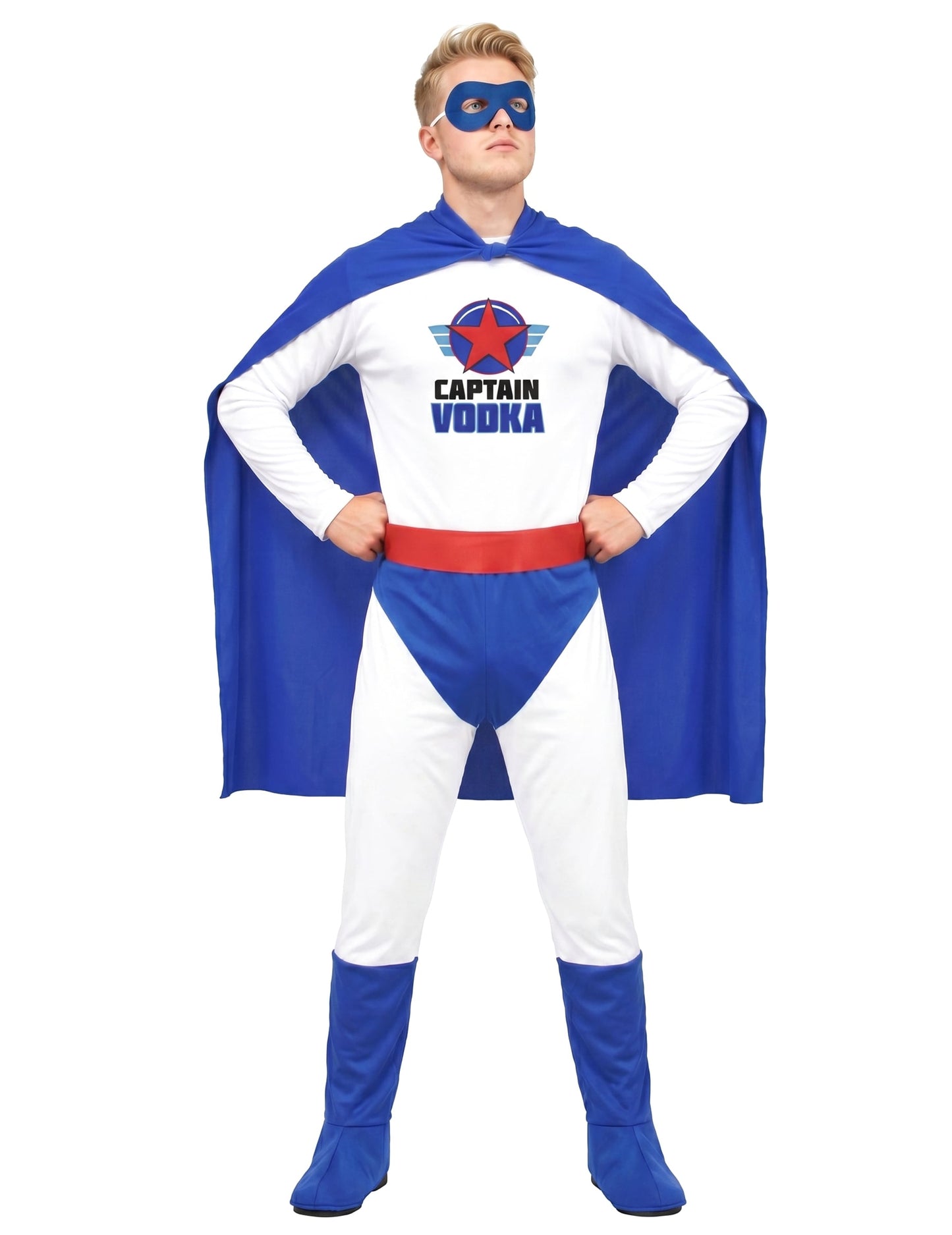 Superheld Captain Vodka für Herren hurmor weiss-blau-rot
