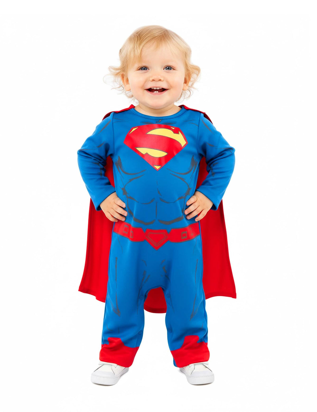 Pohled zepředu na kostým Superman pro miminko
