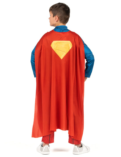 Déguisement Superman Luxe pour enfant bleu et rouge avec cape vue de dos