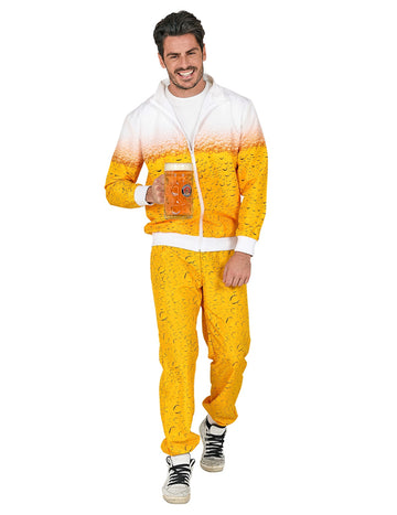 Lässiger Bier Trainingsanzug für Erwachsene gelb-weiss
