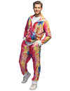 Déguisement survêtement disco coloré pour homme à imprimé pixelisé multicolore