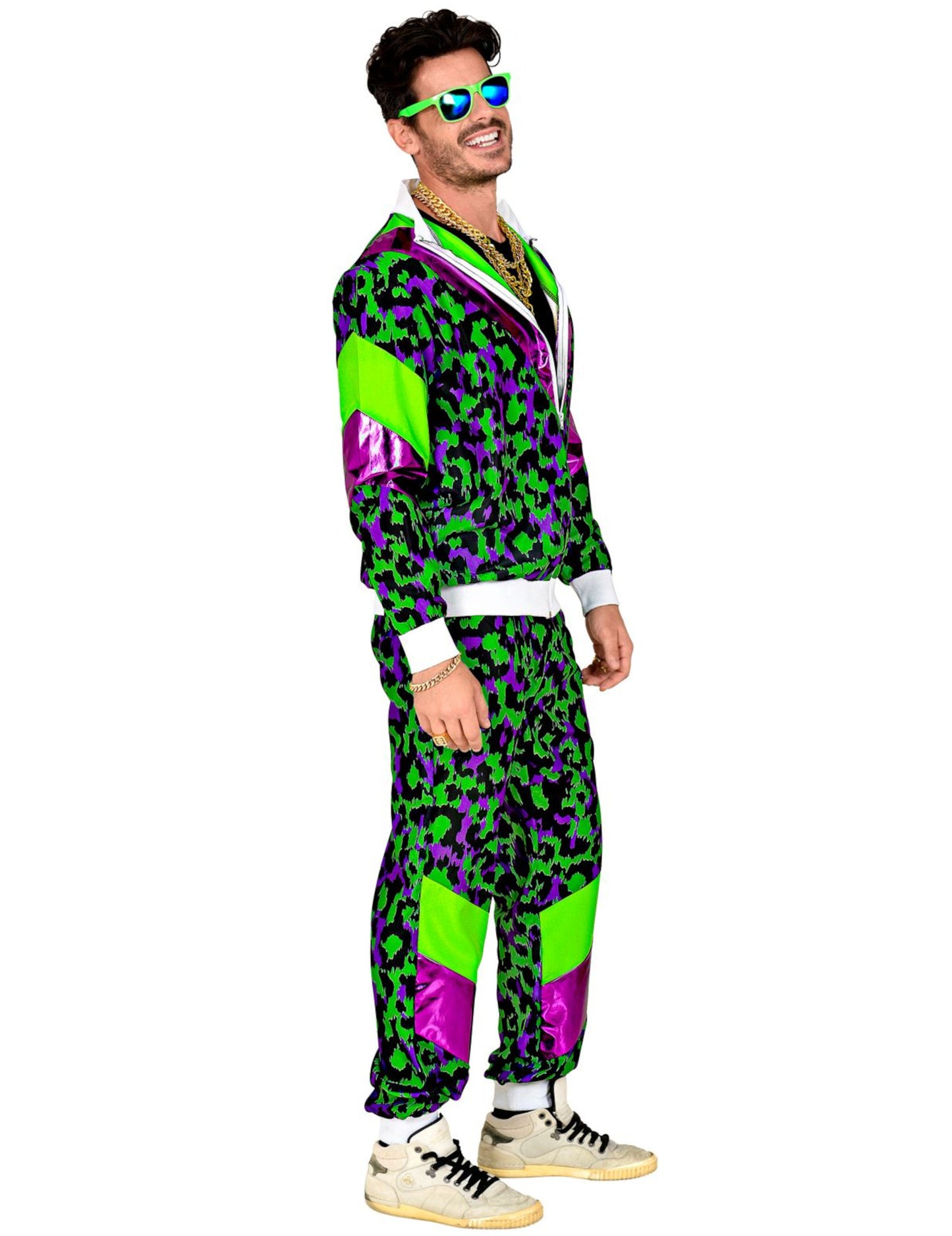 Teplákový kostým pro dospělé s neonovým leopardím potiskem