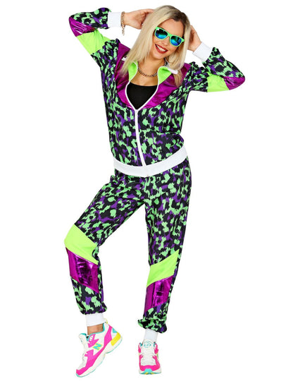 Teplákový kostým pro dospělé s neonovým leopardím potiskem