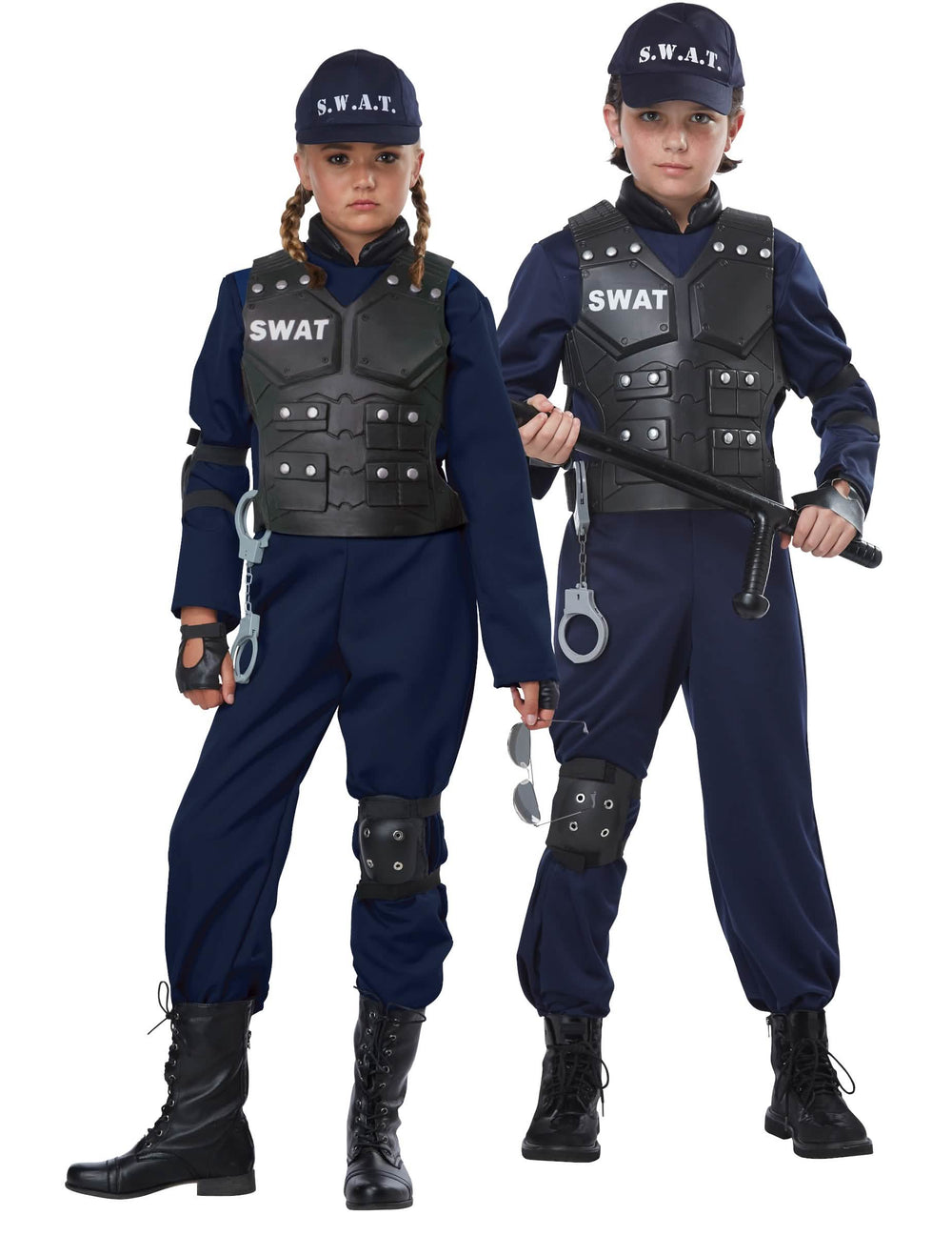 Detail vesta a doplňků luxusního kostýmu SWAT pro dítě