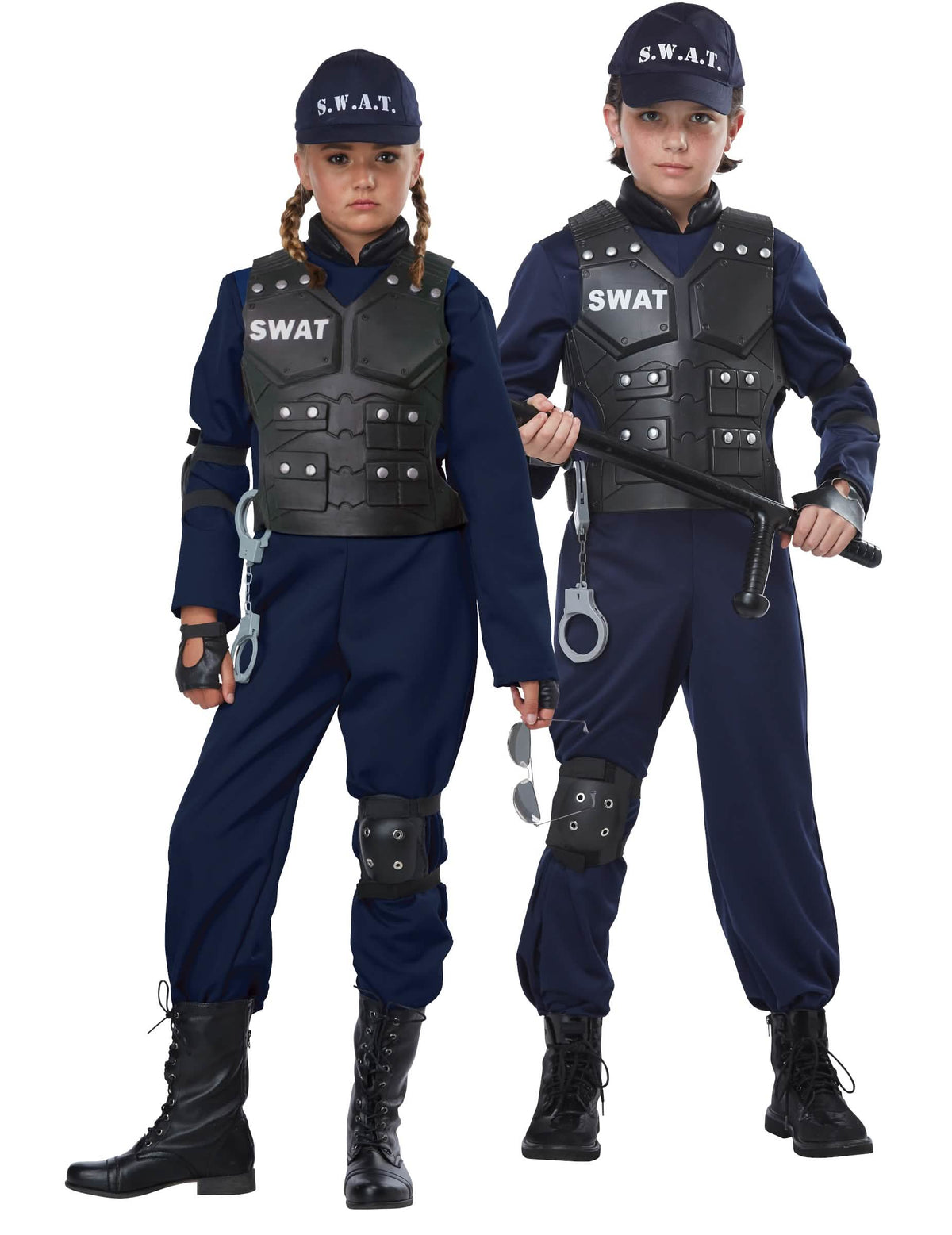 Detail vesta a doplňků luxusního kostýmu SWAT pro dítě