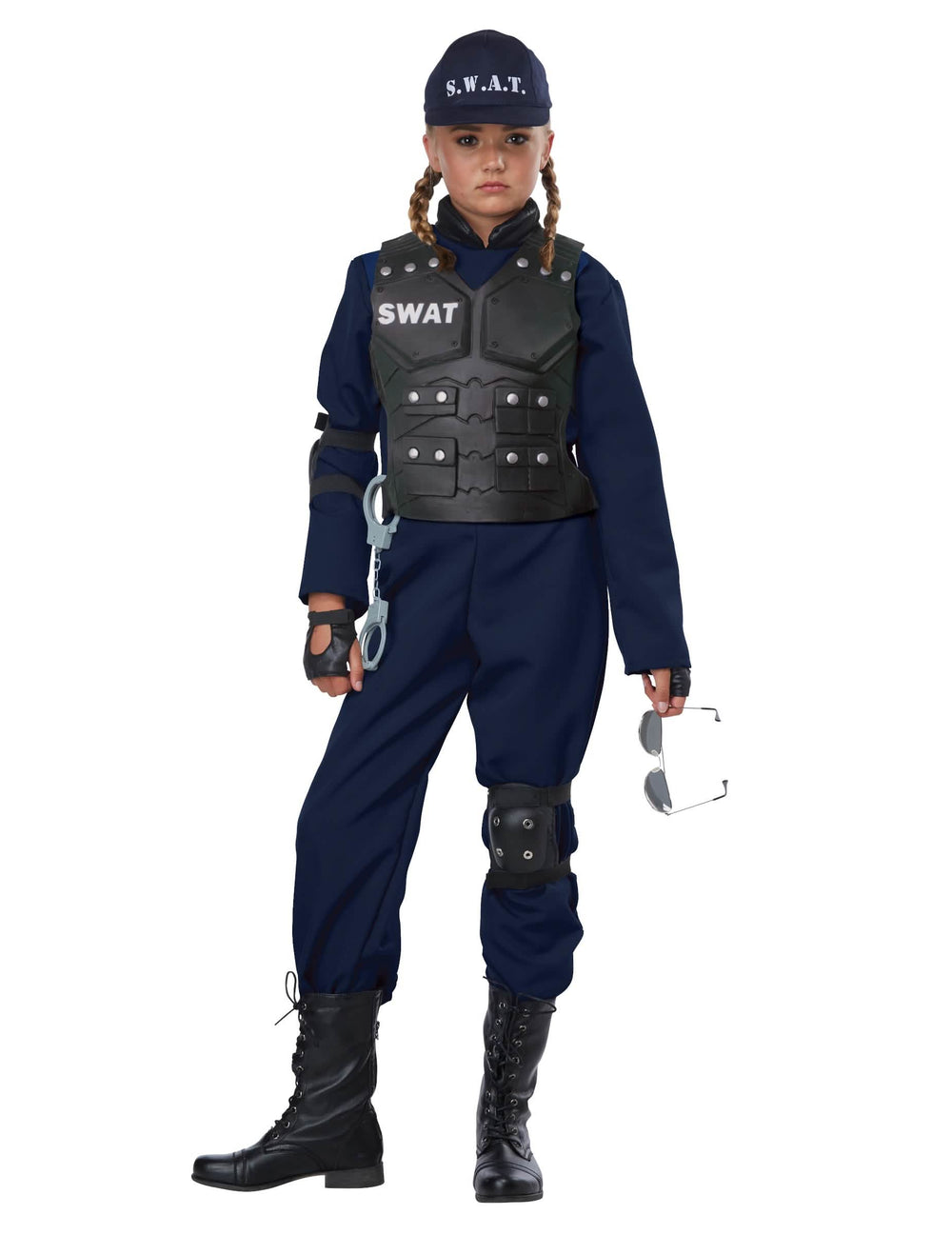 Luxusní kostým SWAT pro dítě tmavě modrá s neprůstřelnou vestou a doplňky