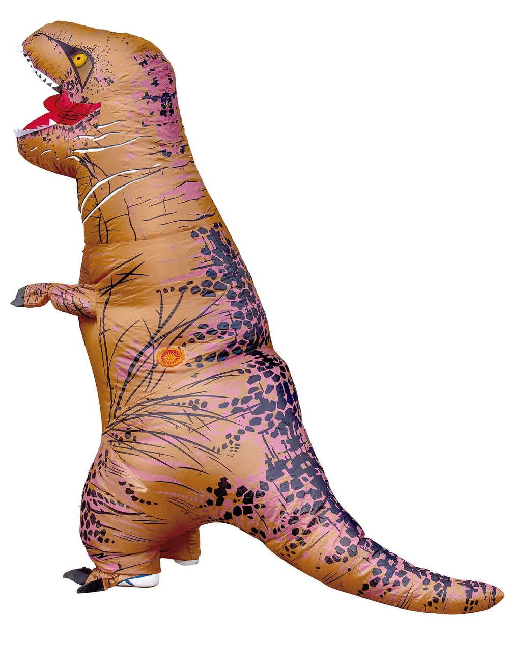 Boční pohled na nes mě kostým T-rexe pro dospělý