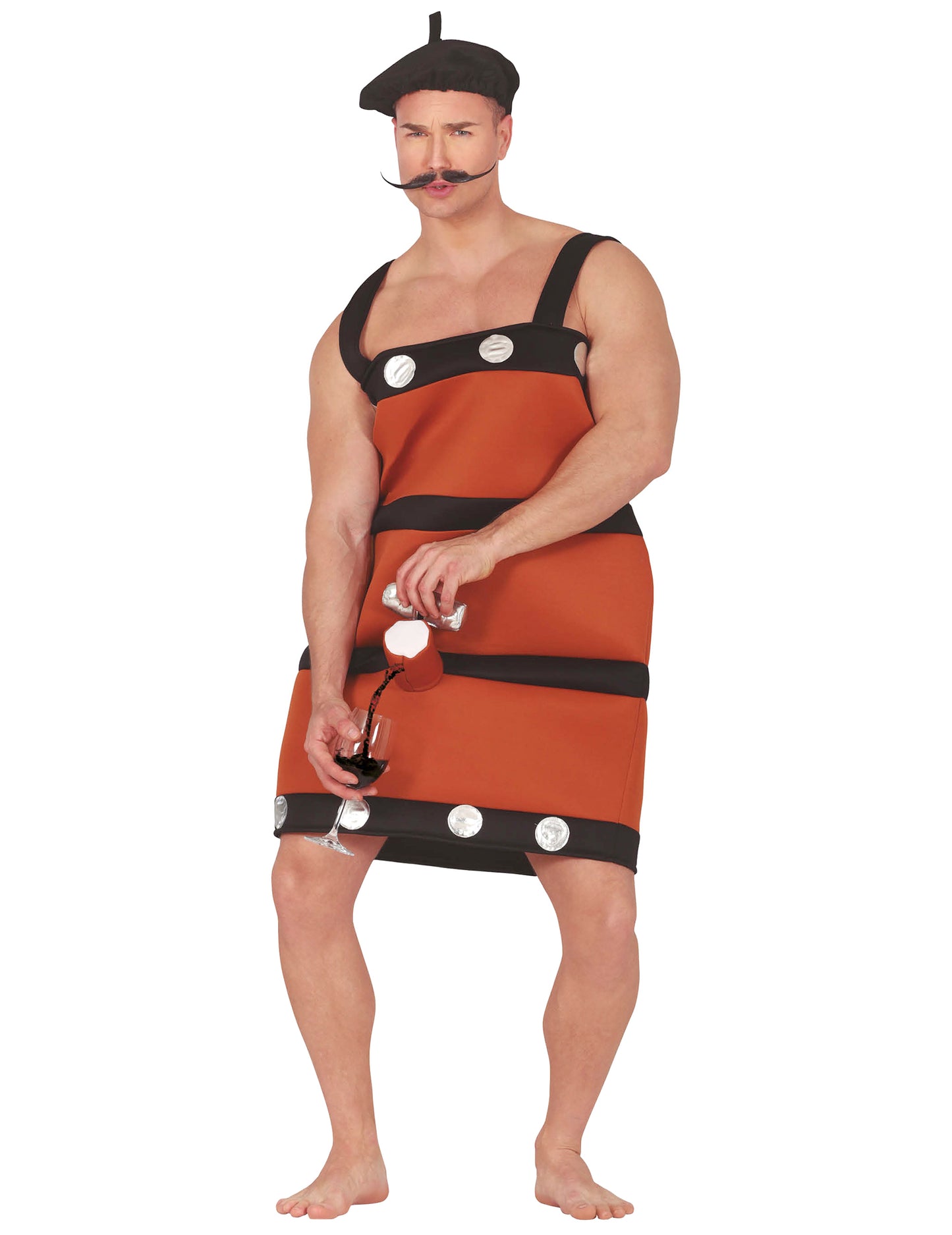 Humorný kostým sudu na víno pro dospělé 