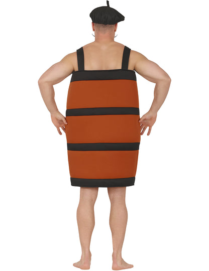 Humorný kostým sudu na víno pro dospělé 