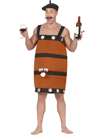 Humorný kostým vínového sudu pre dospelých