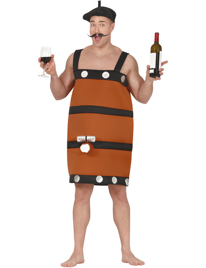 Humorný kostým sudu na víno pro dospělé 