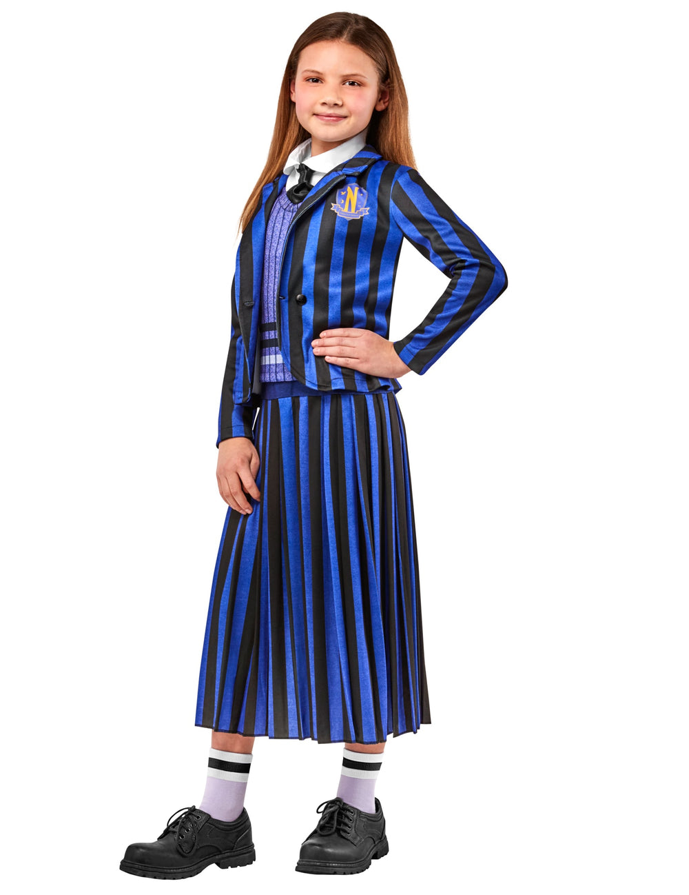 Déguisement uniforme scolaire Enid™ - Wednesday pour enfant bleu et noir rayé