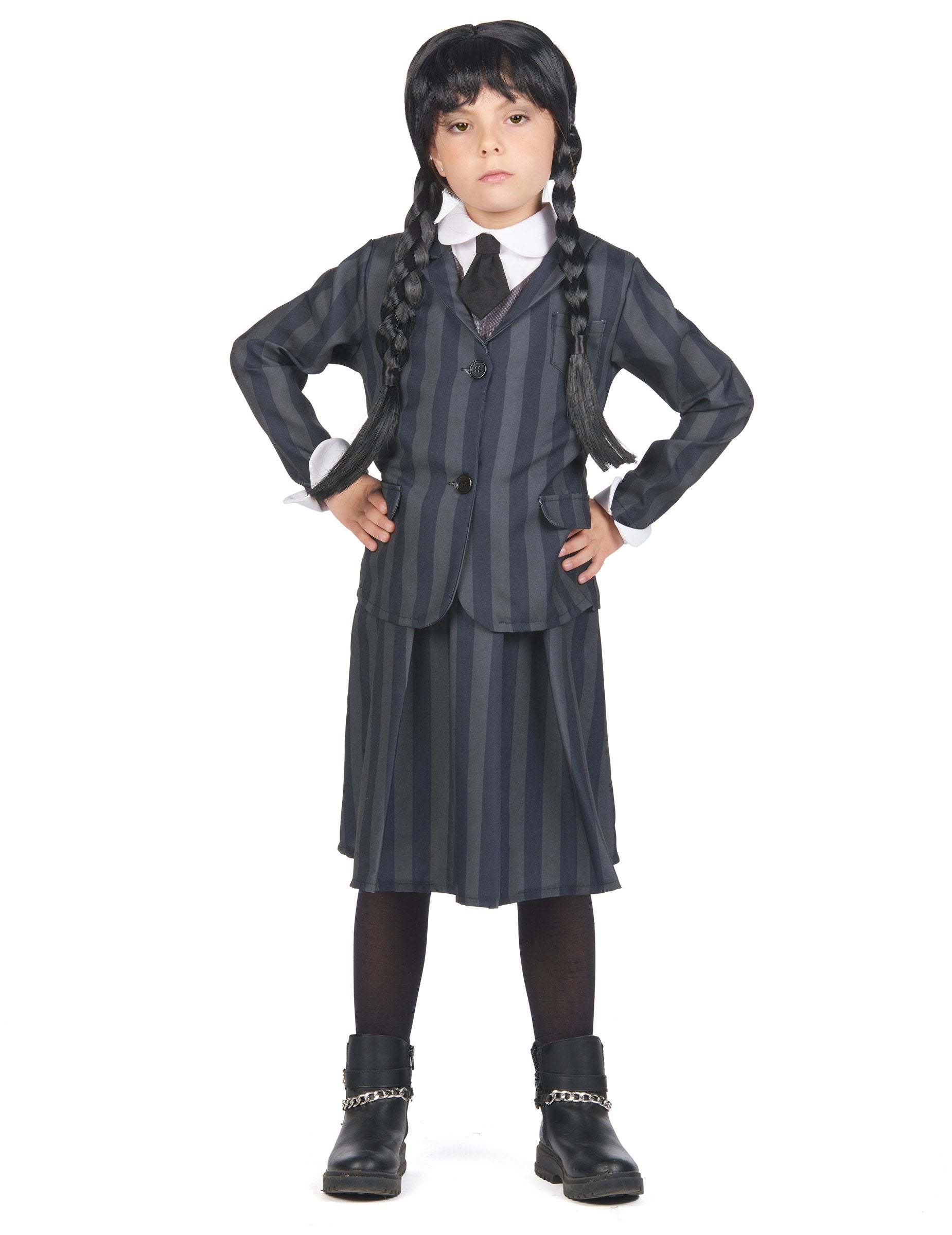 Vue de face du déguisement uniforme scolaire gothique pour enfant