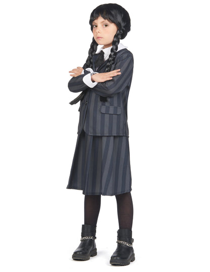 Vue de profil du déguisement uniforme scolaire gothique pour enfant