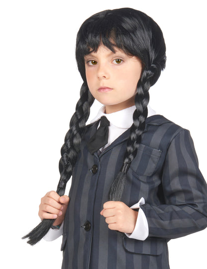 Détail du col et du veston du déguisement uniforme scolaire gothique pour enfant