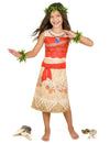 Déguisement Vaiana basique pour fille orange et beige avec accessoires de feuilles