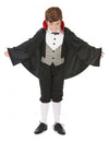 Déguisement de vampire chic pour garçon noir et gris avec cape à col rouge
