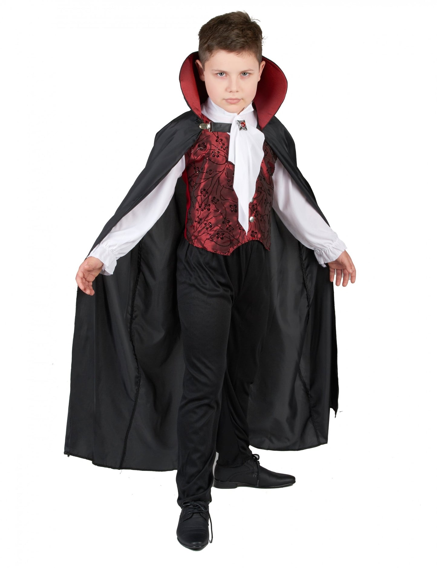 Vampirkostüm für Jungen schwarz-weiß-rot
