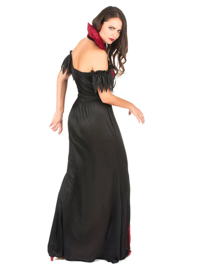 Vue de dos du déguisement de vampire pour femme