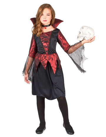 Dívčí saténový halloweenský kostým upírky