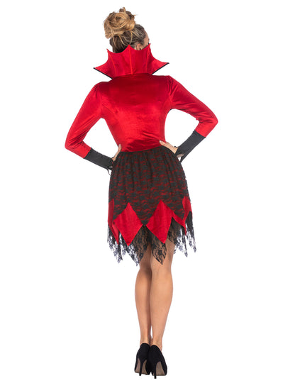 Déguisement vampire velours rouge et noir luxe femme