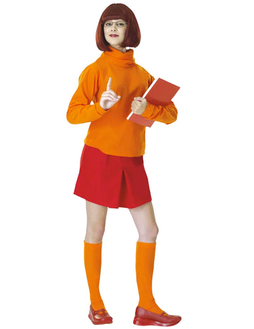 Déguisement Véra Scooby Doo pour femme orange et rouge avec lunettes