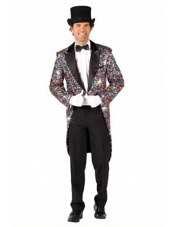 Pánský vícebarevný kostým karnevalového saka s flitry