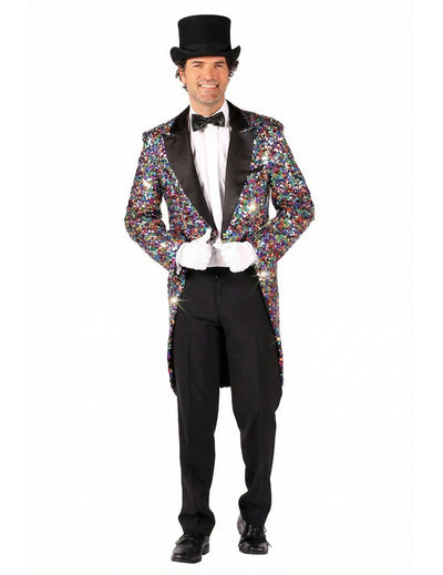 Déguisement veste de Carnaval à paillettes pour homme multicolore