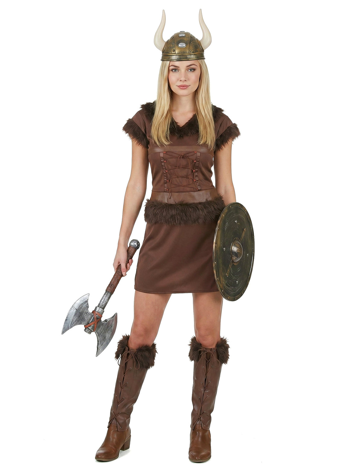 Sexy hnědý vikingský kostým pro ženy