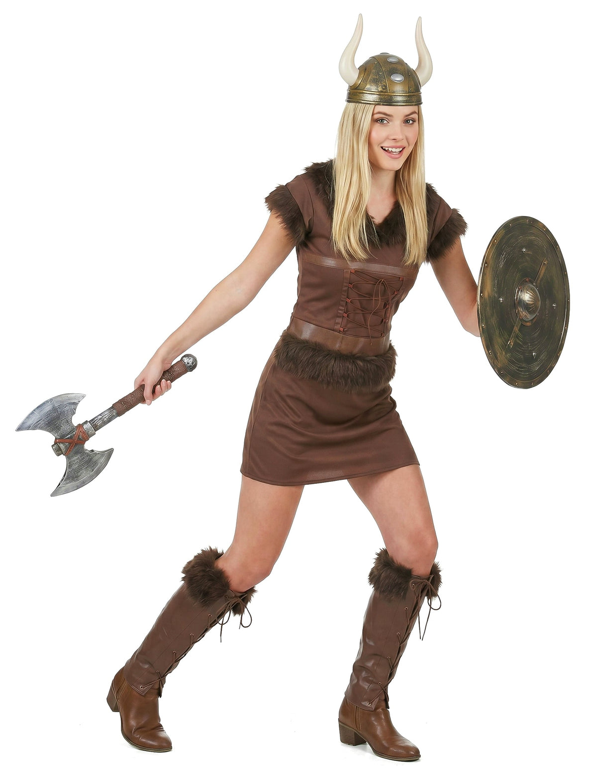 Sexy hnědý vikingský kostým pro ženy