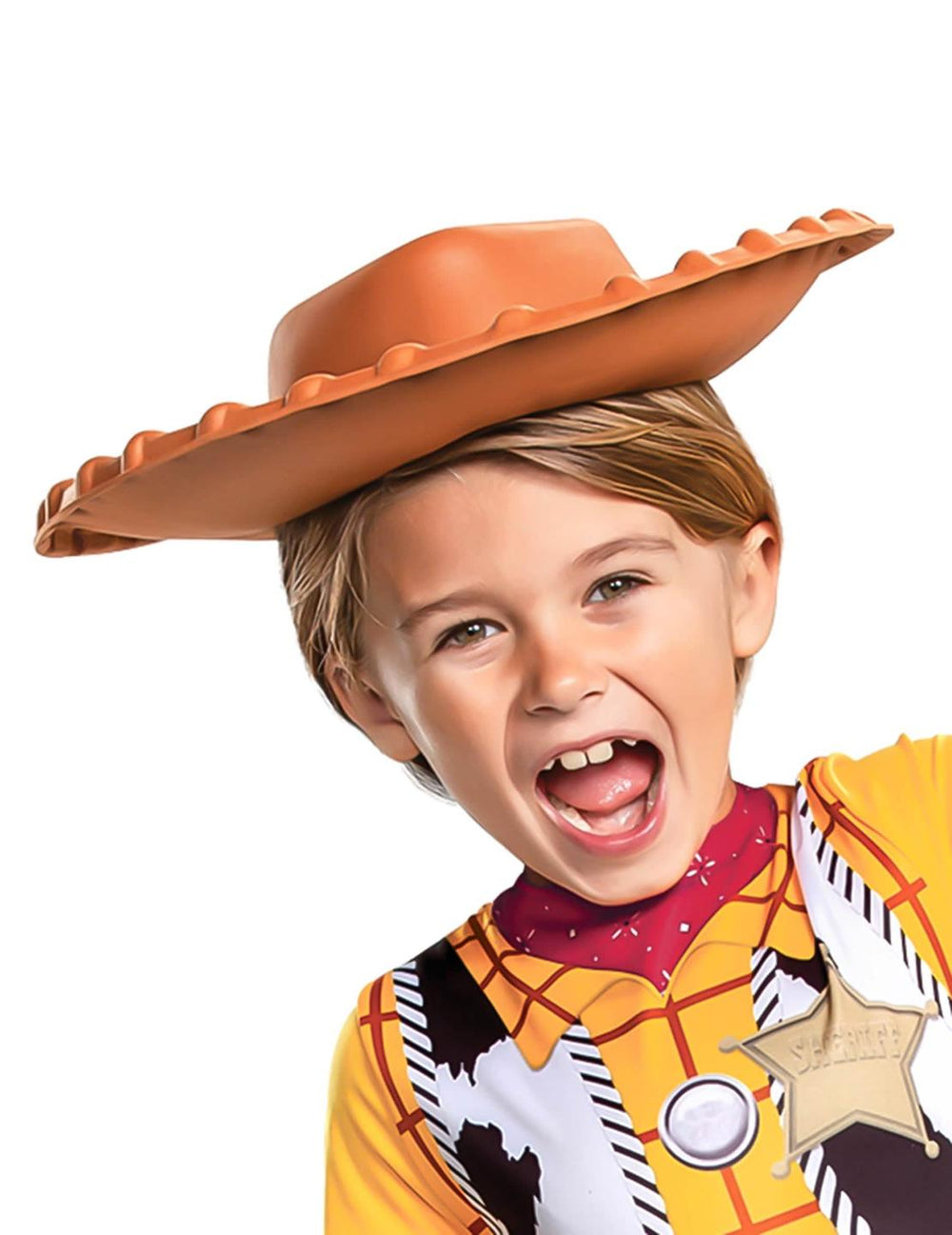Gros plan sur le chapeau du déguisement Woody Toy Story classique