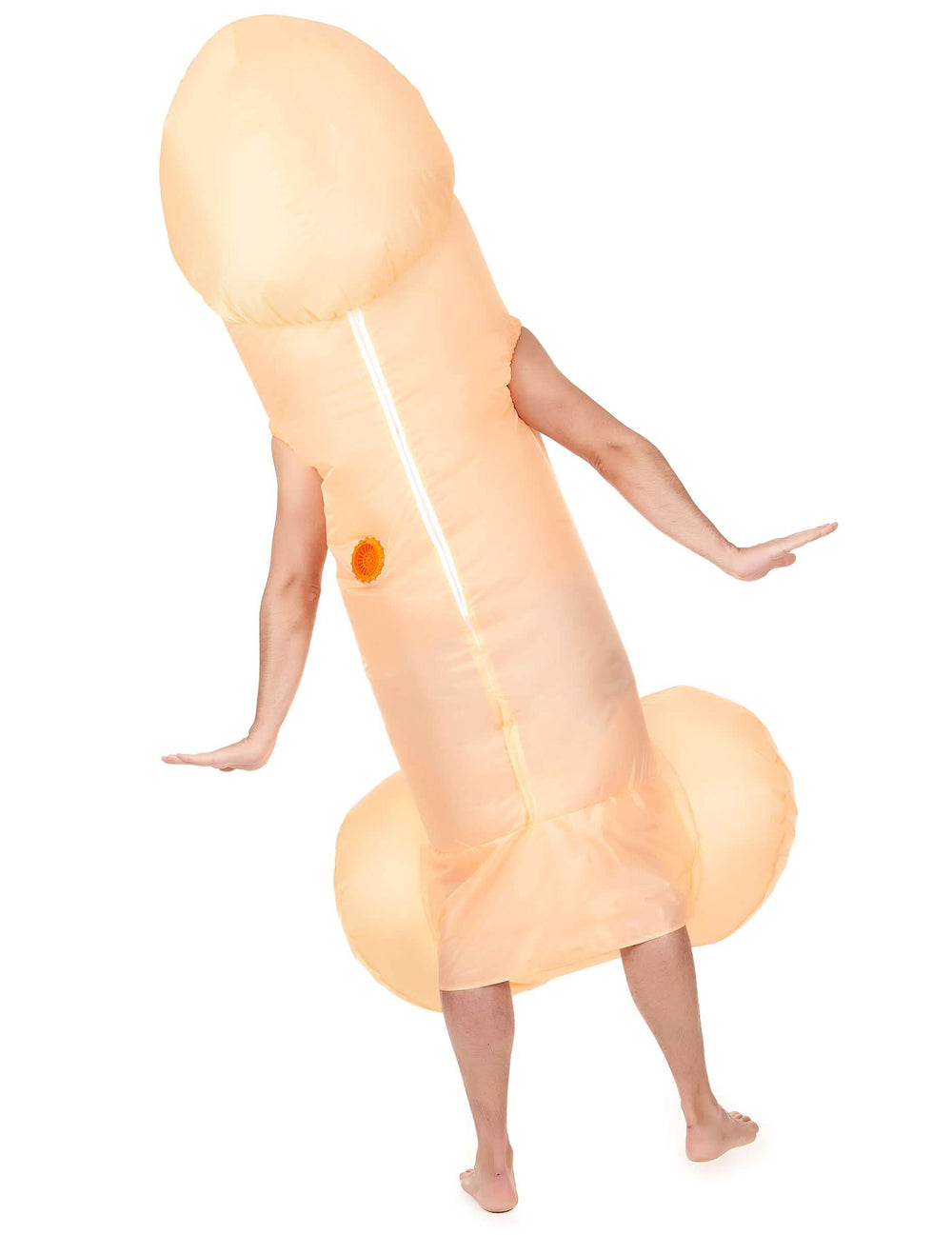 Pohled zezadu na dospělý kostým nafukovací penis