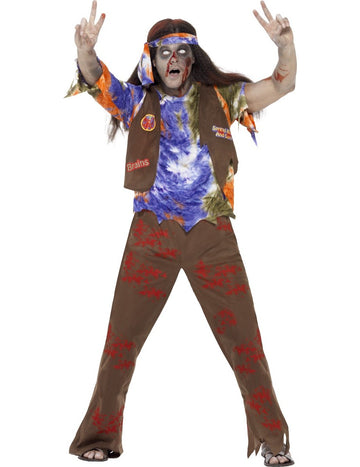 Pánský kostým hippie zombie na Halloween