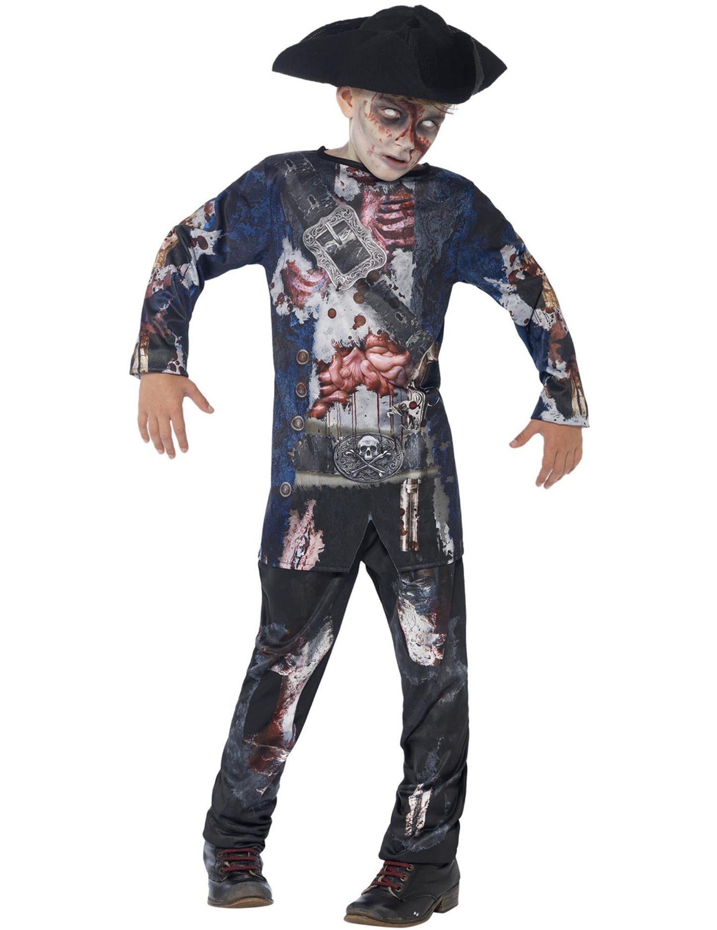 Vue de face du déguisement de zombie pirate pour garçon